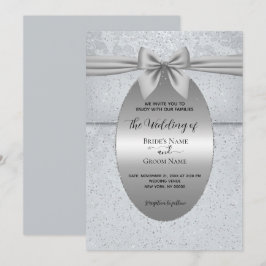 Silber Vintag mit Bow Wedding Einladung