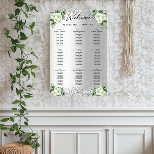 Silber-weiße Blumen Hochzeitsstift Poster
