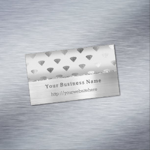 Silber Weiße Diamanten Geschäftsname Webseite Magnetische Visitenkarte