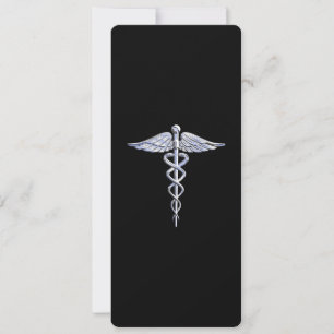 Silber wie Caduceus Medical Symbol auf schwarzer D
