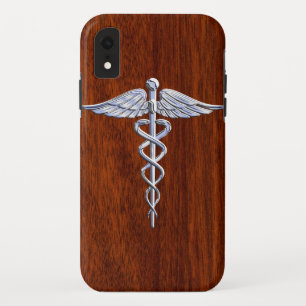 Silber wie Caduceus Medical Symbol Mahogany Print Case-Mate iPhone Hülle
