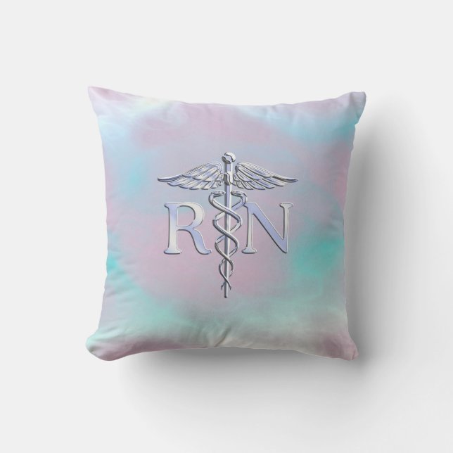 Silber wie RN Caduceus Medical Mother Pearl Kissen (Vorderseite)