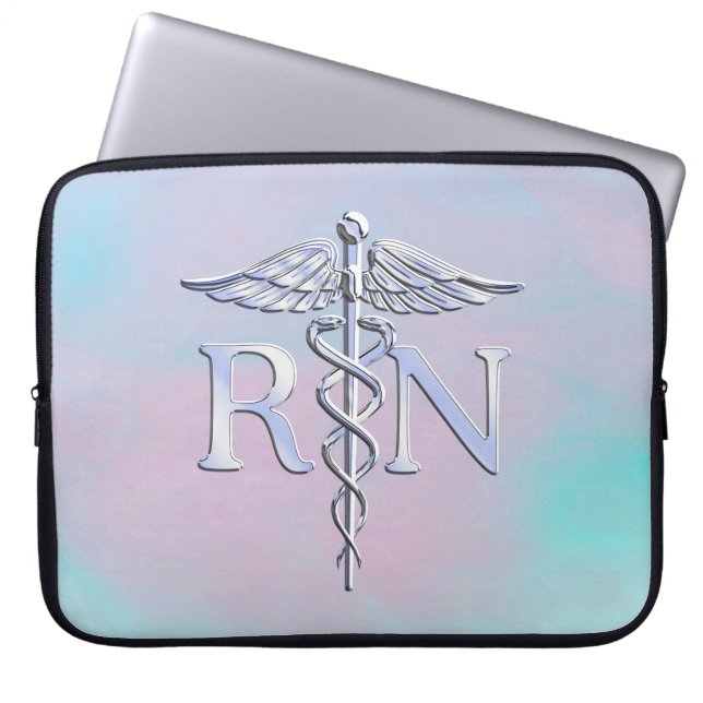 Silber wie RN Caduceus Medical Mother Pearl Laptopschutzhülle (Vorderseite)