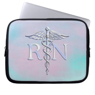 Silber wie RN Caduceus Medical Mother Pearl Laptopschutzhülle