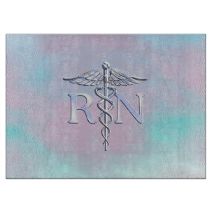 Silber wie RN Caduceus Medical Mother Pearl Schneidebrett