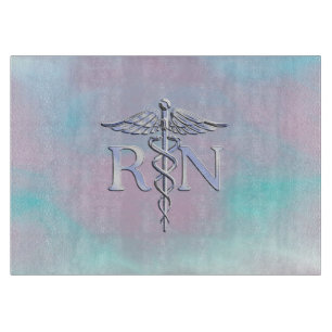 Silber wie RN Caduceus Medical Mother Pearl Schneidebrett