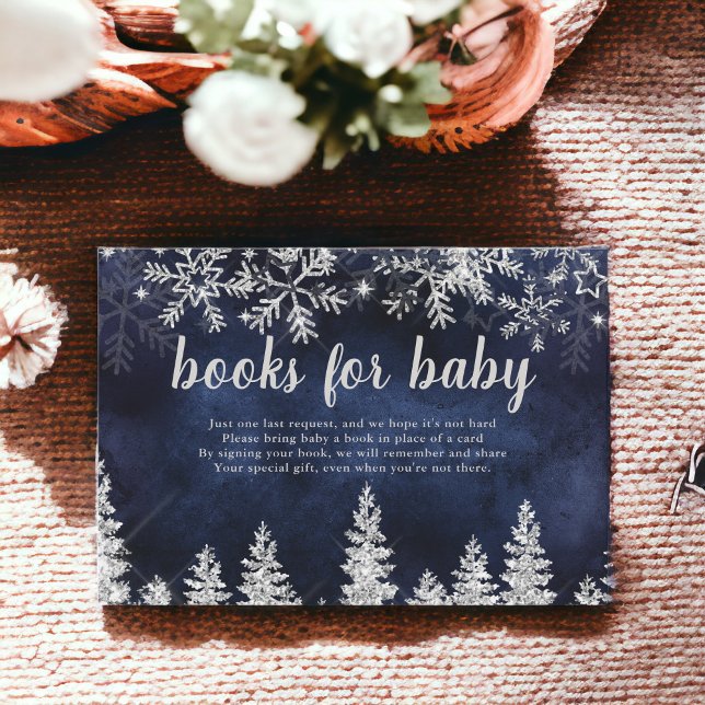 Silber-Winterpinienbücher für Baby Begleitkarte (Winter silver snow pine navy books for baby enclosure card)
