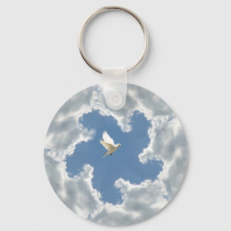 Silber-Wolkendecke, weißer TaubenSchlüsselanhänger Schlüsselanhänger