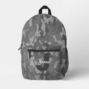 Silber- & Zinn-Kampfdruck-Glitzer-Monogramm Bedruckter Rucksack