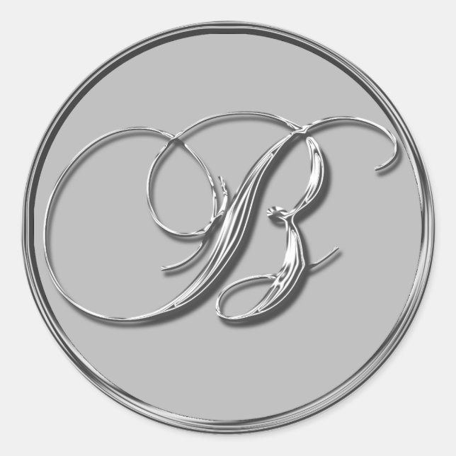 Silberaufkleber für formales Hochzeitstich für Mon Runder Aufkleber (Vorderseite)