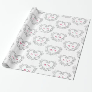 Silberberry-Rot-Hochzeit Geschenkpapier