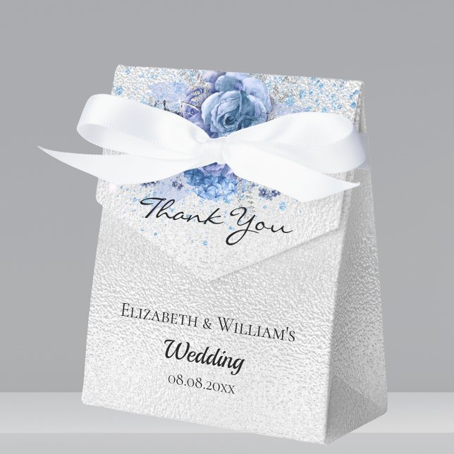 Silberblaue Flora Dankeschön für Hochzeit Geschenkschachtel (Von Creator hochgeladen)