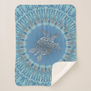 Silberblaue Meeresschildkröte und Mandala Sherpadecke