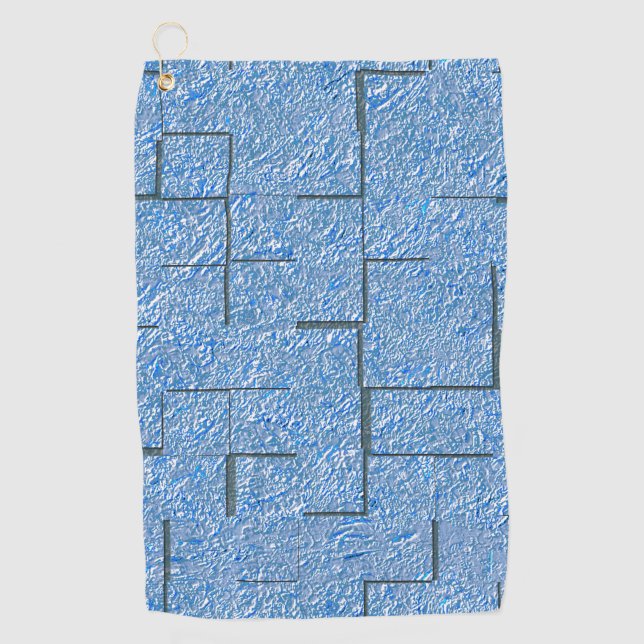 Silberblaue Textur mit Mosaikeffekt und Relief Golfhandtuch (Vorderseite)