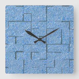 Silberblaue Textur mit Mosaikeffekt und Relief Quadratische Wanduhr