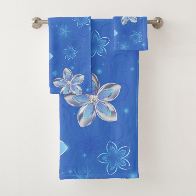 Silberblumen Badhandtuch Set (Insitu)