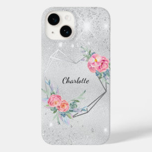 Silberblütenrot Rosa Glitzer Case-Mate iPhone 14 Hülle