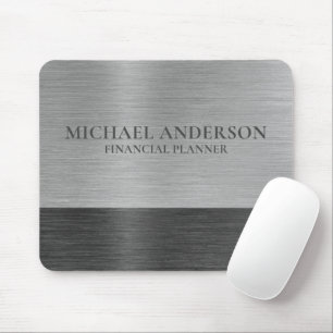 Silberbrushed Metal Metallic Monogram Name Mousepad