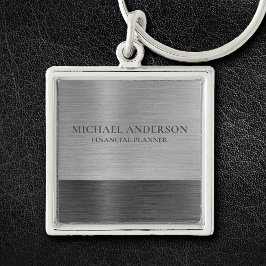 Silberbrushed Metal Metallic Monogram Name Schlüsselanhänger