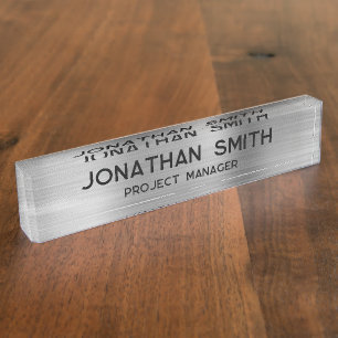 Silberbrushed - Minimalistischer Name Namensplakette