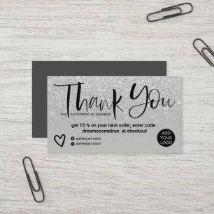 Silberbürste Schriftart Chic grau Reihenfolge dank Visitenkarte