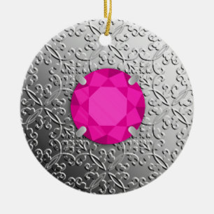 SilberDamast mit Imitaten rosa-toskaninisches Edel Keramikornament