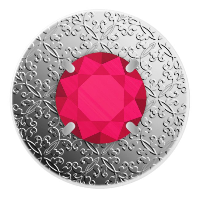 SilberDamast mit Ruby-Edelstein aus Imitaten Keramikknauf (Vorderseite)