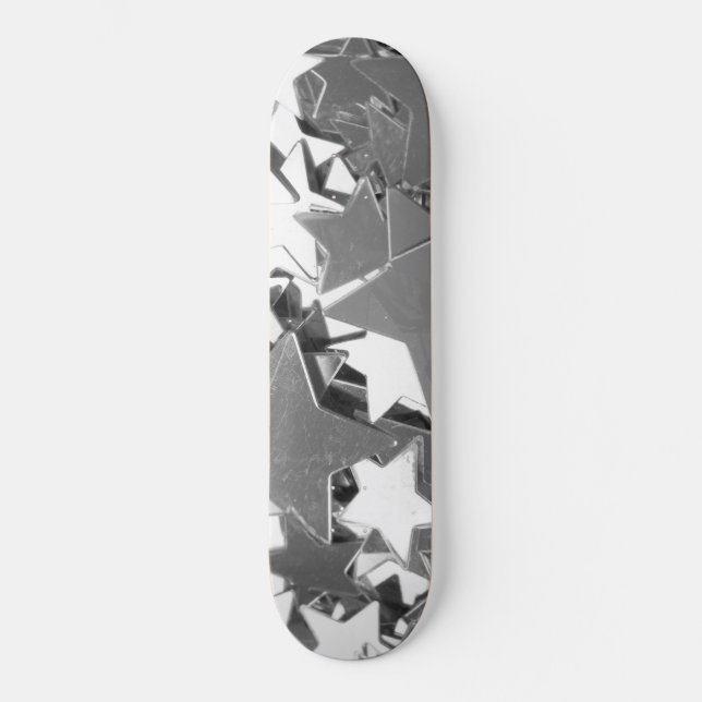 Silberdekorative Sterne Skateboard (Vorderseite)