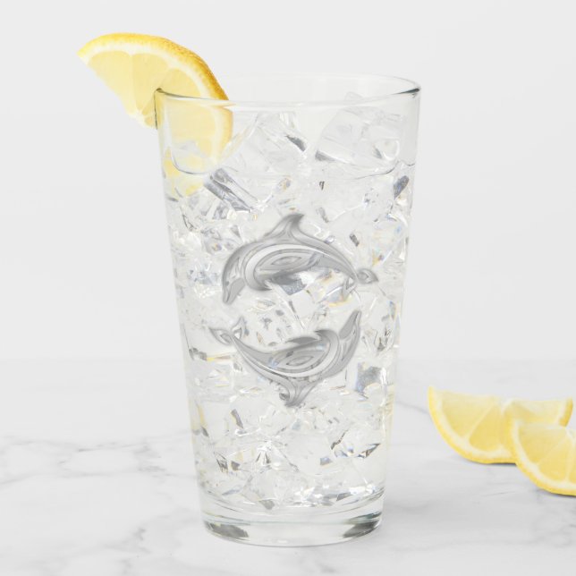 Silberdelphine Glas (Vorderseite Ice)