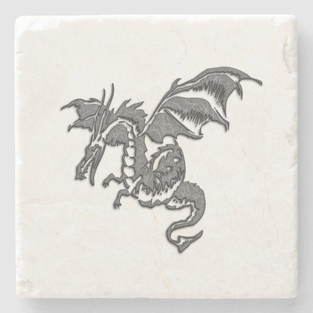 Silberdrache Steinuntersetzer (Vorderseite)