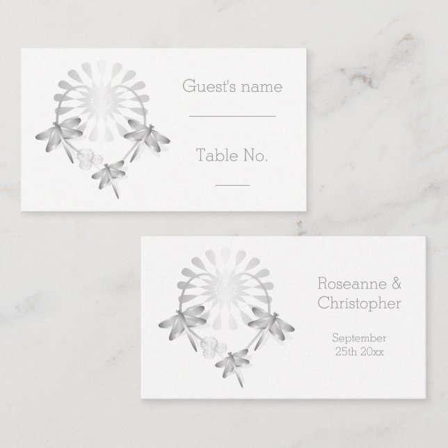 Silberdrachenfliegen für den Hochzeitsplatz Platzkarte (Vorne/Hinten)