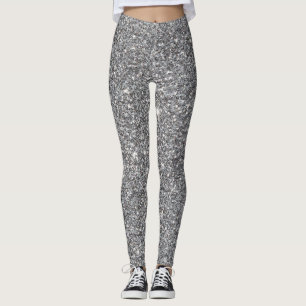 Silbereffekt Glitzer Leggings Frauen