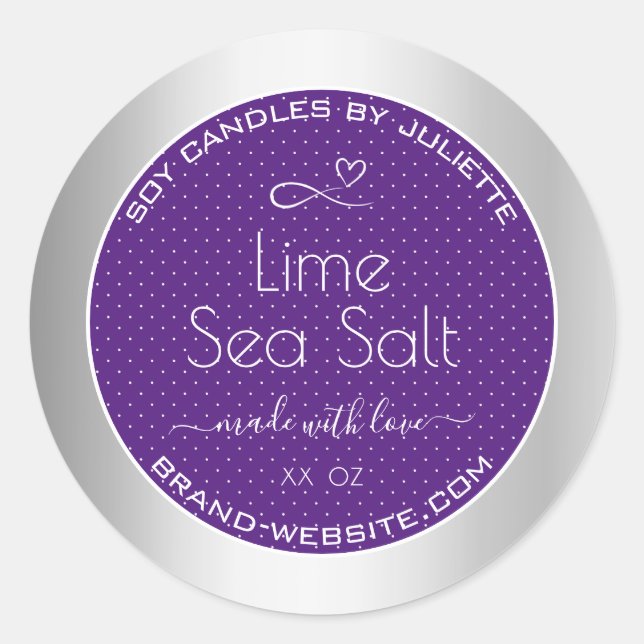 Silbereffekt Lila Pflaumensojenkandeln Verpackung Runder Aufkleber (Vorderseite)