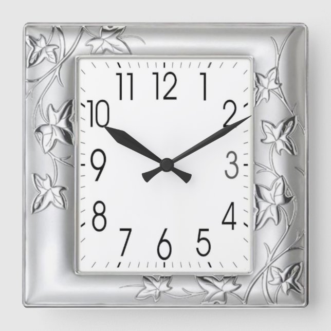 Silbereffekt Quadratische Wanduhr (Vorderseite)