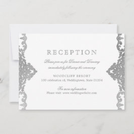 Silbereleganter verzierter Empfang für Hochzeiten Einladung