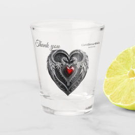 Silberes Herz mit Flügeln. Schnapsglas
