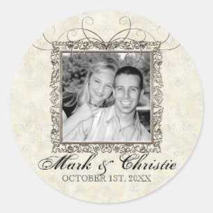 Silberes Zeitalter der Eleganz, Hochzeitsticker od Runder Aufkleber