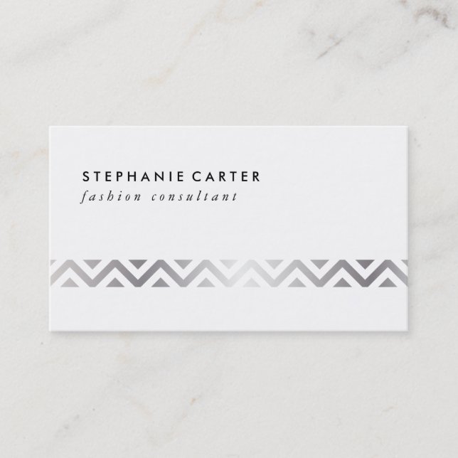 Silberes Zickzack Muster Visitenkarte (Vorderseite)