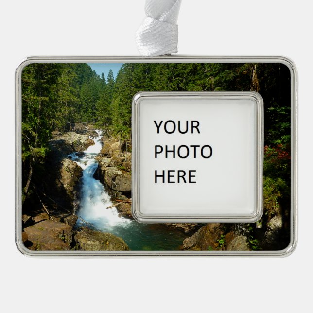 Silberfälle am Monte Rainier Nationalpark Rahmen-Ornament Silber (Vorderseite)