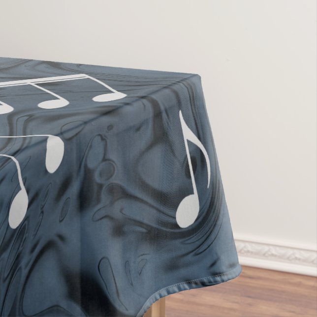 silberfarbene Musiknoten in Blau Tischdecke (Beispiel)