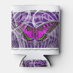 Silberfarbiger Schmetterling mit Wirbel Dosenkühler