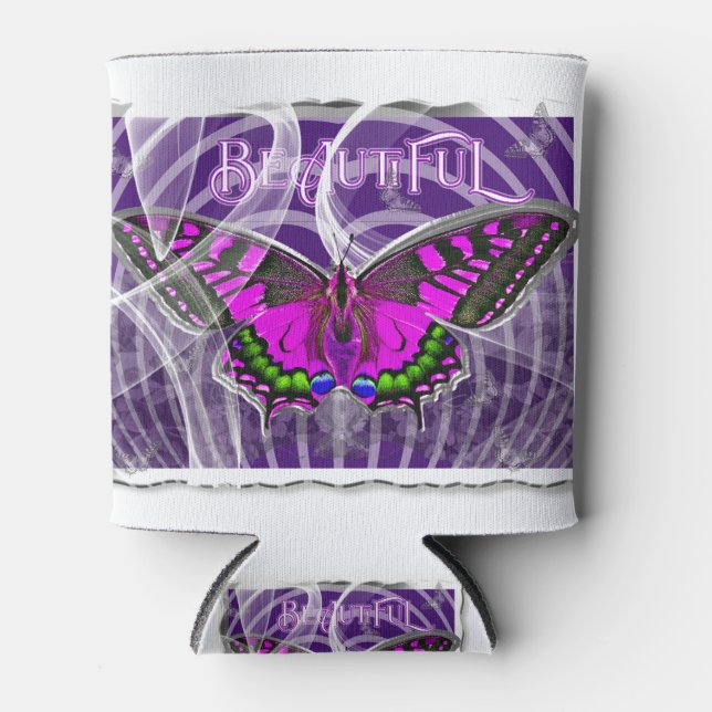 Silberfarbiger Schmetterling mit Wirbel Dosenkühler (Vorderseite)