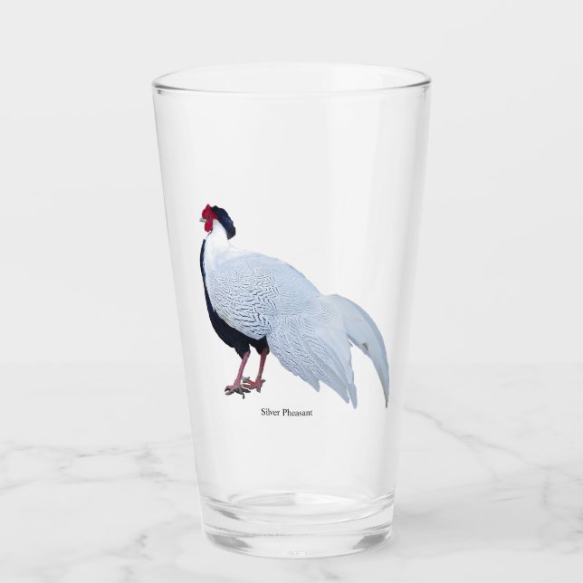 Silberfasan Glas Tasse (Vorderseite)