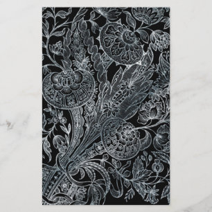 Silberflorale im Inlay-Stil Briefpapier