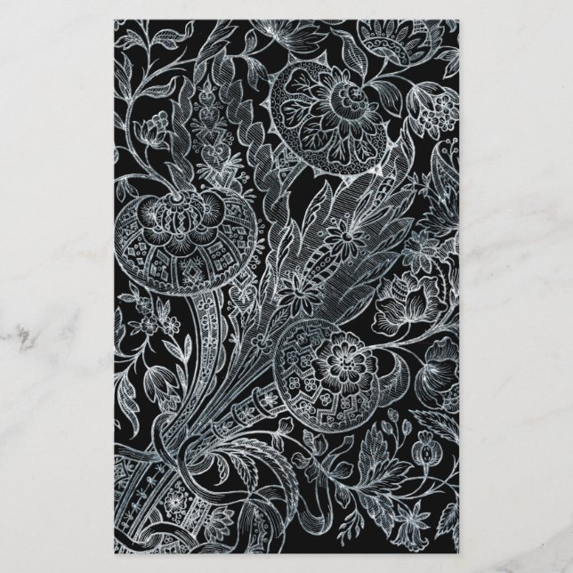 Silberflorale im Inlay-Stil Briefpapier (Vorderseite)