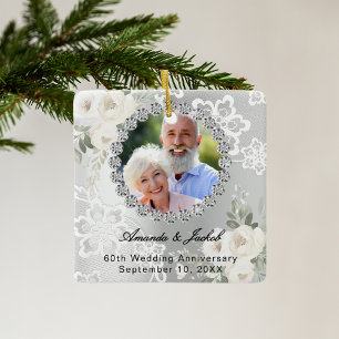 Silberflorale zum 60. Geburtstag der Hochzeit Keramikornament