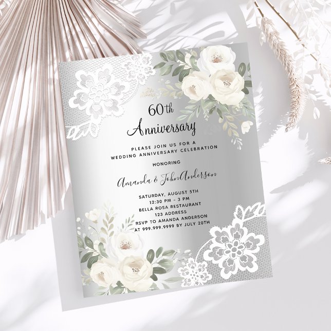 Silberfloralen 60. Hochzeitstag Einladung (Von Creator hochgeladen)