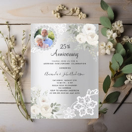 Silberfloralen Foto 25. Hochzeitstag Einladung