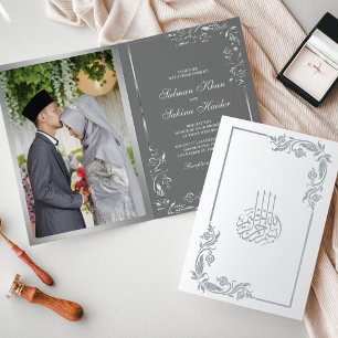 Silberflorengräber-Foto-muslimische Hochzeit Folienkarte