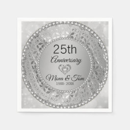 Silberflorentasche und Herz Serviette